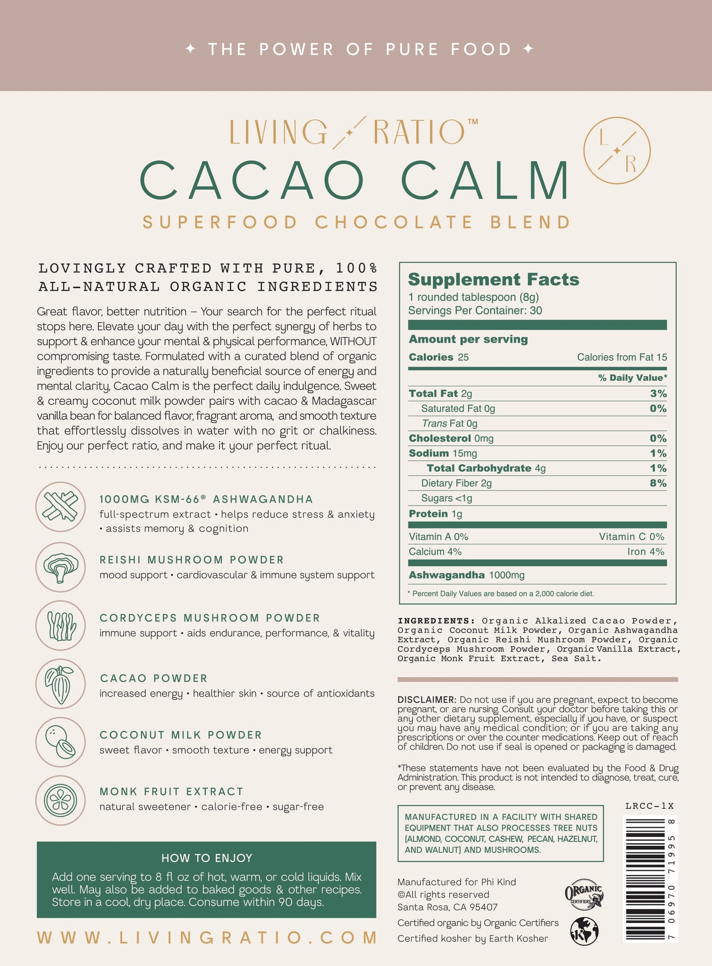 Cacao Calm - Adaptogenic Chocolate - One Time Purchase